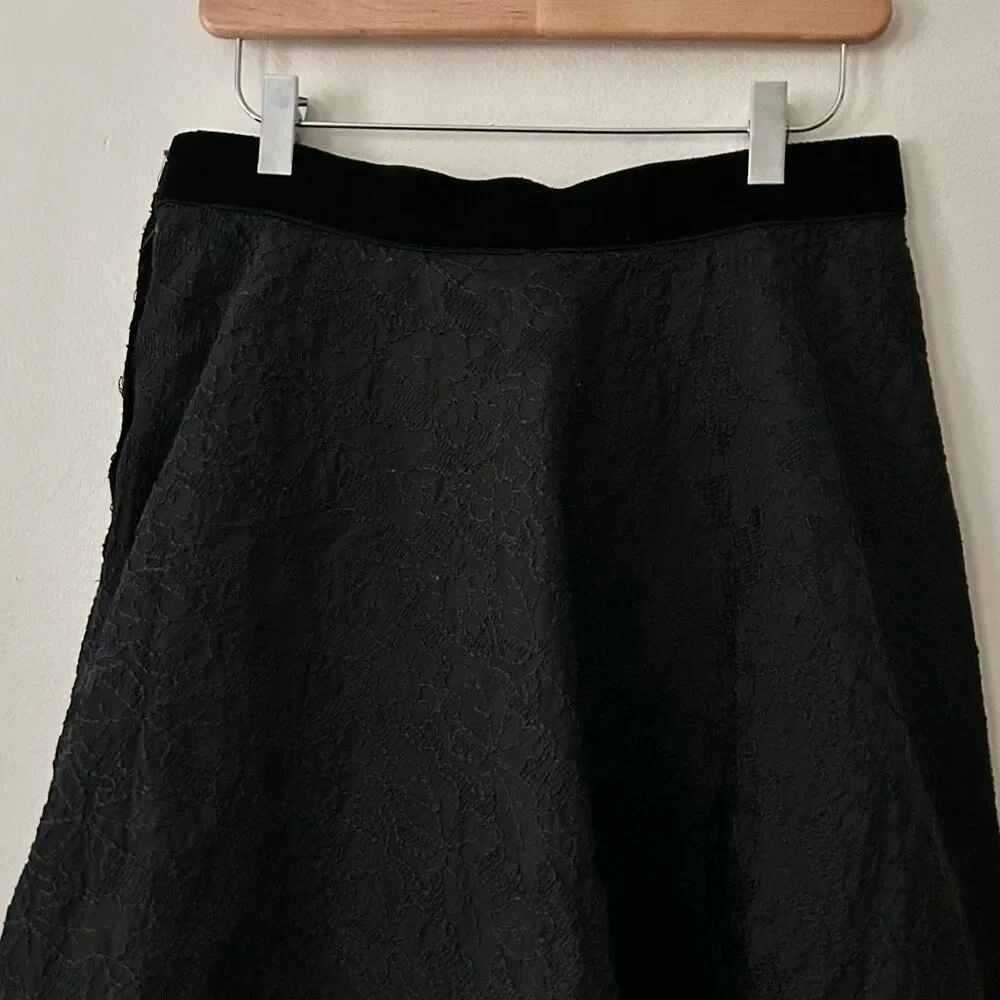 1950s Smart Set Sportswear Black Brocade Full Skirt Tulle Petticoat Velvet Waist